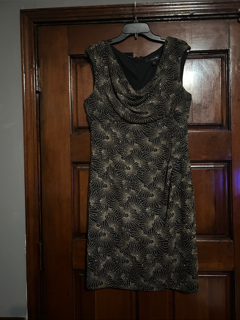 Scarlett Black Dress with Gold Beaded Starburst Detail